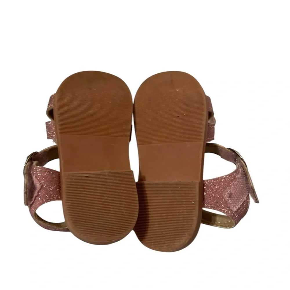 Theebron Pink Baby Girl Glitter Embellished Princess Sandals Size 6 M